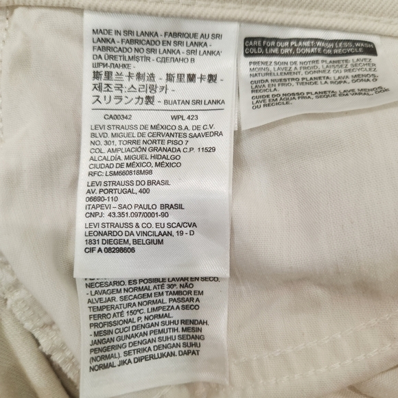 LEVIS Mile High Wide Leg, Crop Pant Button Fly, Off White, Stretch, Womens 32 - Picture 6 of 9